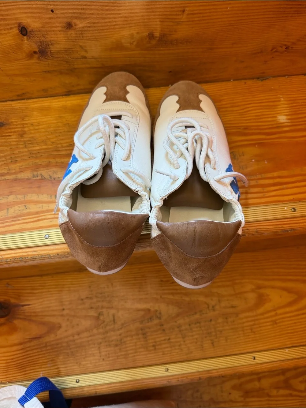 Tory Burch White & Tan Leather + Suede Sneakers — Fits Like 8 / Marked 9M
